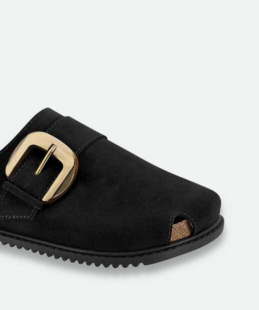 Mule Feminino Fivela Bico Redondo Beira Rio Preto