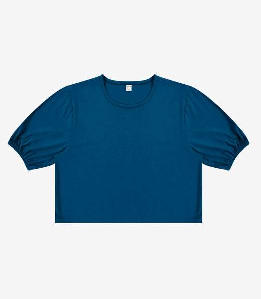 Blusa Manga Camponesa Feminina Rovitex Azul