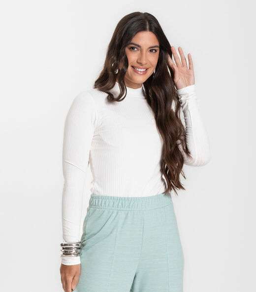 Image_Blusa Manga Longa Feminina Canelada Select Bege