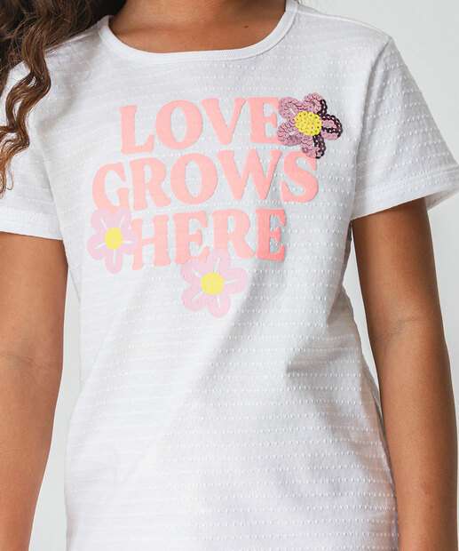 Camiseta Infantil Textura Paetês Marisa Tam 4 a 10 Off White