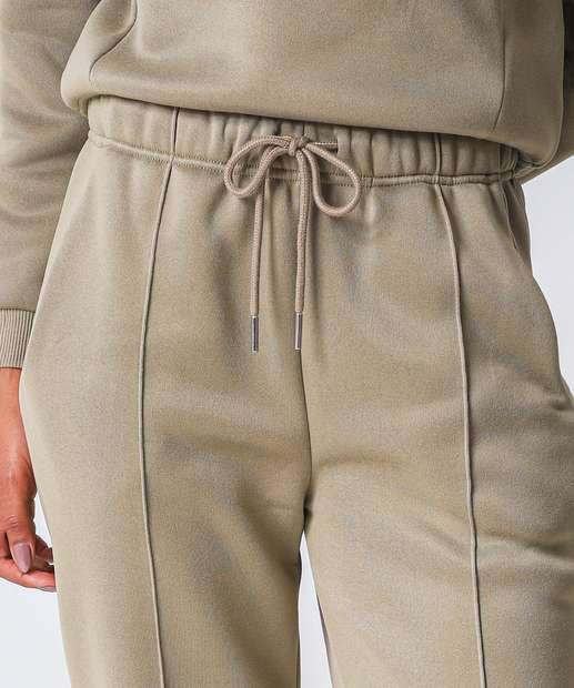 Calça Moletom Feminina Reta Frizo Marisa Verde