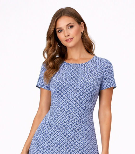 Vestido Feminino Midi Slim Em Suplex Select Azul