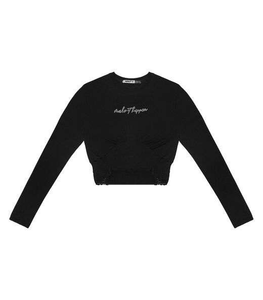 Blusa Juvenil Manga Longa Minty Preto