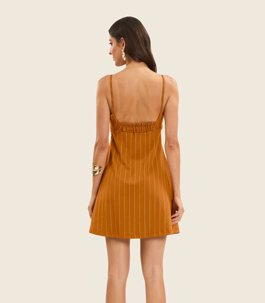 Vestido Curto De Alças Decote Quadrado Endless Marrom