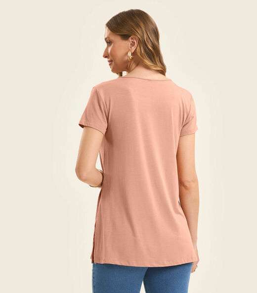 Blusa Básica Alongada Feminina Rovitex Marrom