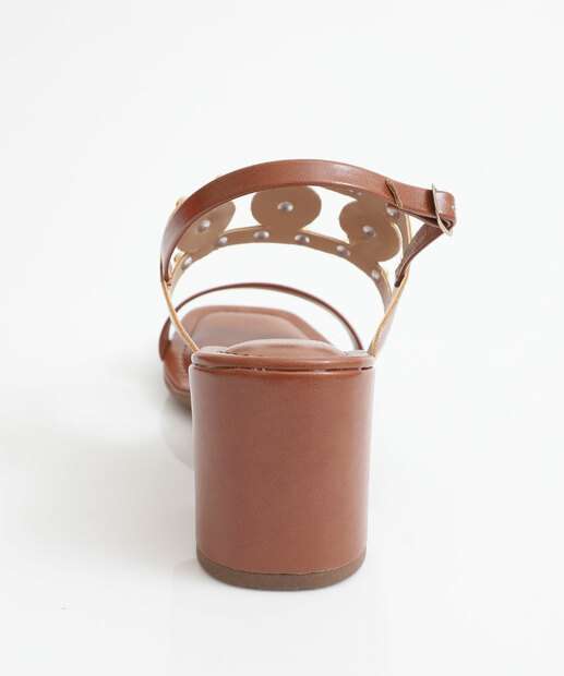 Sandália Feminina Salto Grosso Via Uno Marrom