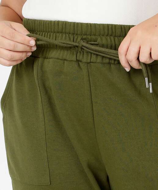 Calça Plus Size Feminina Moletom Flanelado Reta Marisa
