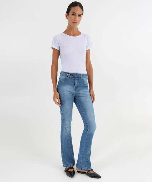 Image_Calça Jeans Flare Feminina Cintura Alta