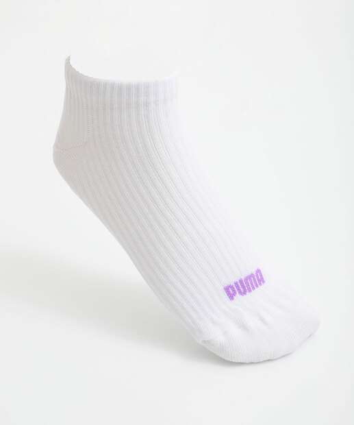 Kit 2 Pares Meias Soquete Feminina Listrada Puma 