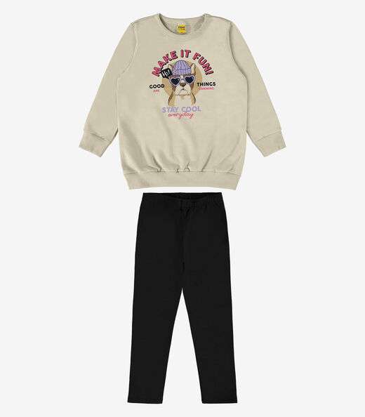 Image_Conjunto Infantil Blusão Com Legging Rovi Kids Bege