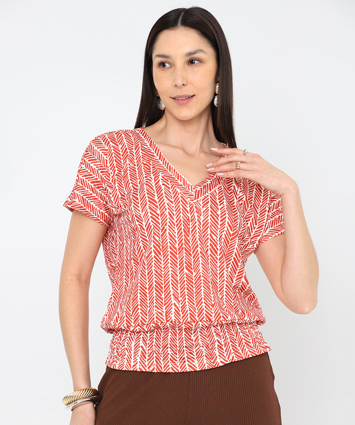 Image_Blusa Feminina Estampada Manga Curta Marisa Laranja