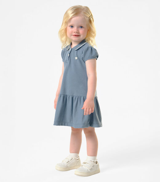 Vestido Infantil Menina Polo Piquet Trick Nick Azul