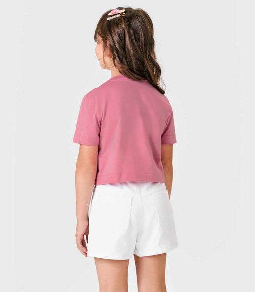 Blusa Manga Curta Aplique Lantejoulas Trick Nick Rosa