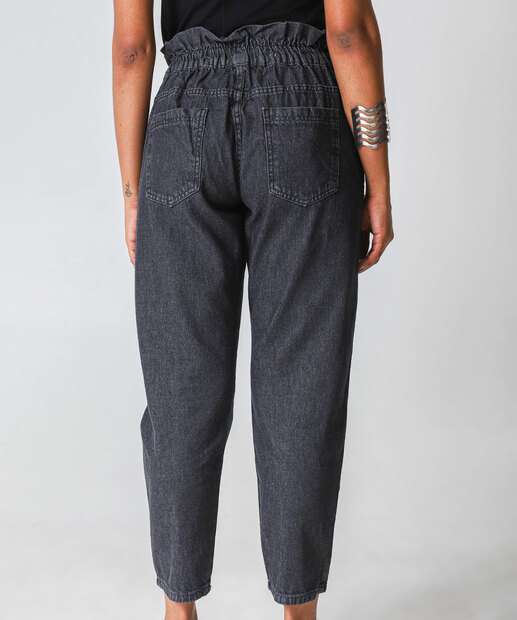 Calça Jeans Feminina Clochard Bolsos Preto