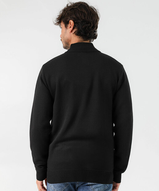 Cardigan Masculino Tricô Zíper Marisa Preto