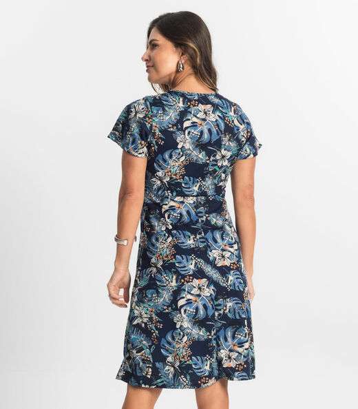 Vestido Feminino Evasê Estampado Select Azul