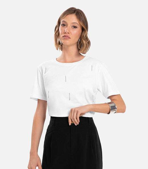 Image_Camiseta Feminina Com Strass Endless Branco