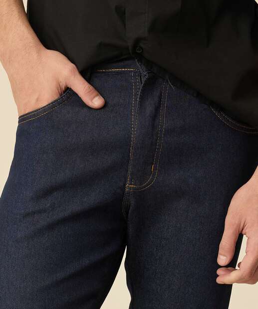 Calça Masculina Jeans Reta Bolsos 