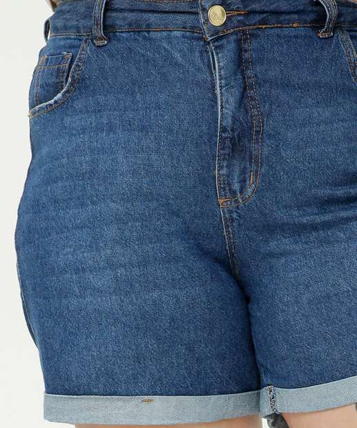 Short Plus Size Feminino  Barra Dobrada Ecxo Jeans