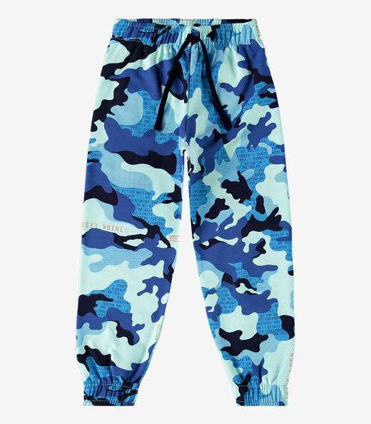 Calça Infantil Masculina Camuflada Rovi Kids Azul