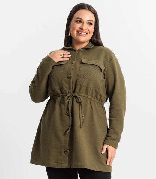 Parka Feminina Plus Size Secret Glam Verde