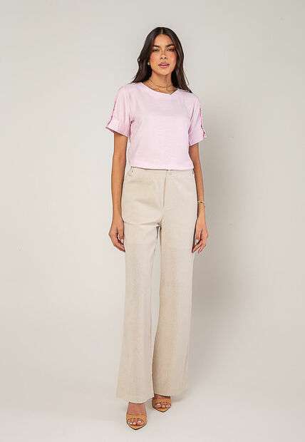 Blusa Alfaiataria Com Botões Na Manga Rosa Salvatore