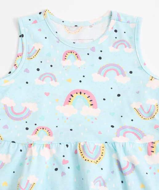 Vestido Infantil Estampa Arco-Íris Marisa Tam 1 a 3 Azul