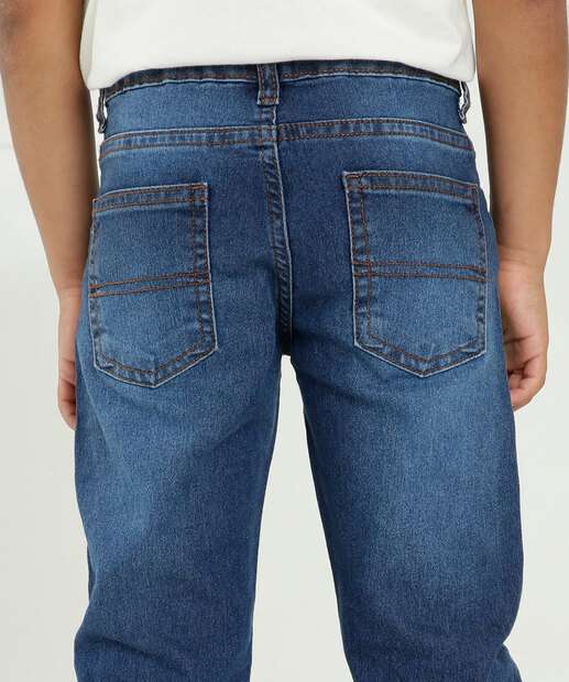 Calça Infantil Jeans Bolsos MR Tam 4 a 12
