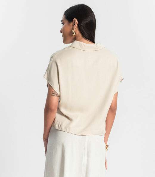 Camisa Feminina Botão de Viscose Bege