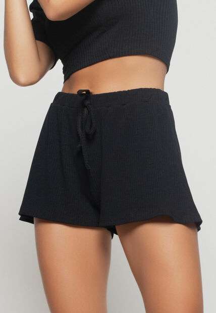 Short  Godê Canelado Preto