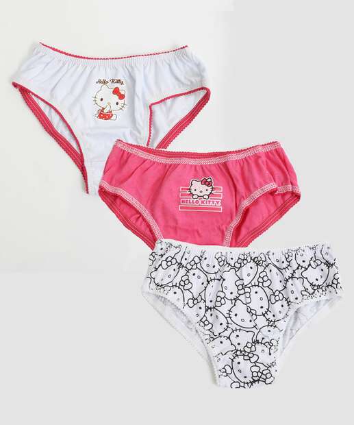 Image_Kit 3 Calcinhas Infantil Hello Kitty Tam 2 a 12 Rosa