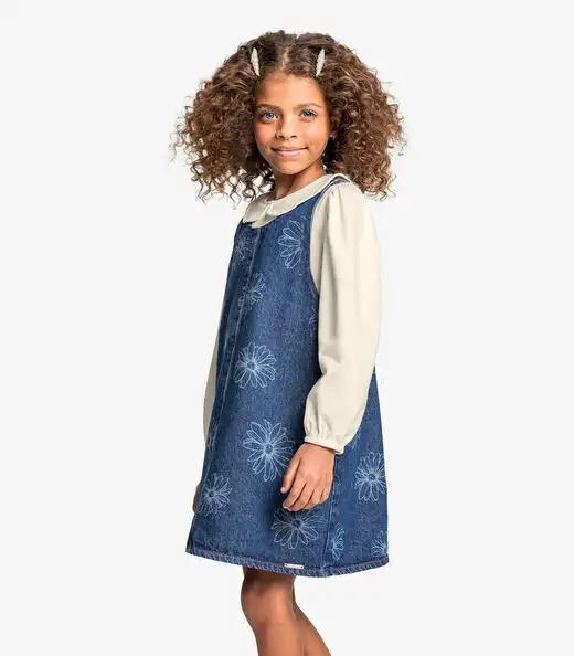 Image_Conjunto Blusa Com Salopete Jeans Trick Nick Azul