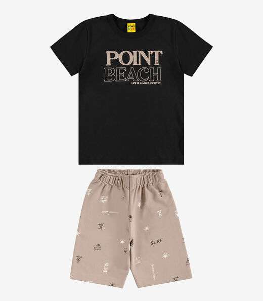 Conjunto Infantil Camiseta Com Bermuda Rovi kids Preto