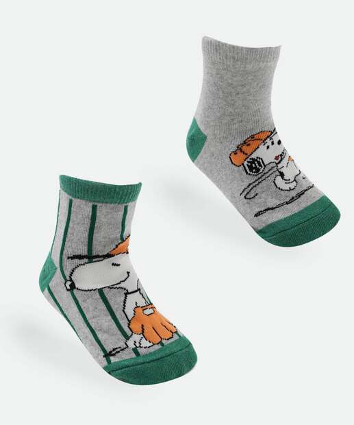 Image_Kit 2 Meias Infantil Estampa Snoopy Cinza