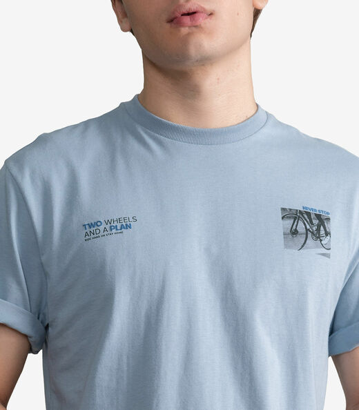 Camiseta Masculina Meia Malha Com Estampa Minty Azul