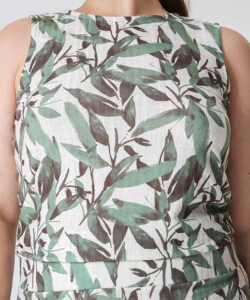 Blusa Plus Size Feminina Estampa Folhas Marisa Verde