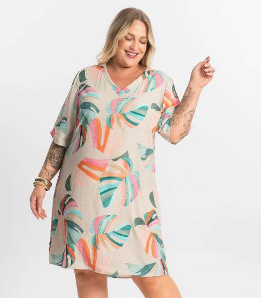 Vestido Curto Secret Glam Bege