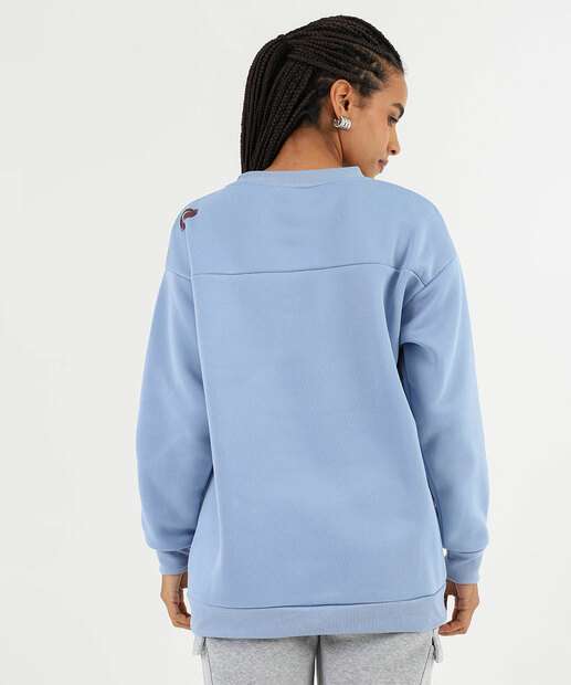 Blusão Feminino Moletom Flanelado Alongado Sanrio Azul