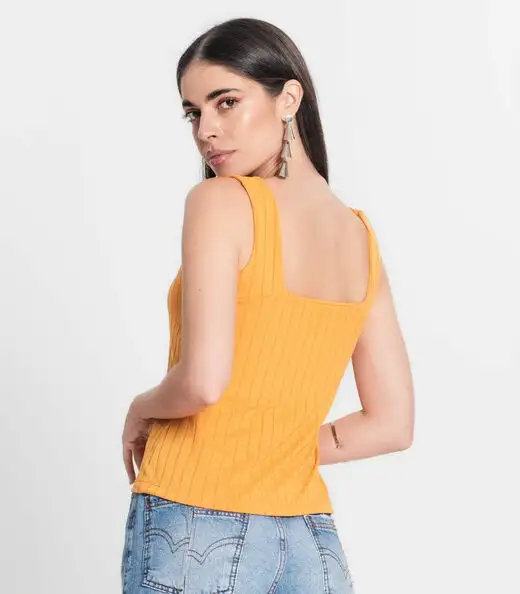 Regata Canelada Feminina Infinita Cor Amarelo