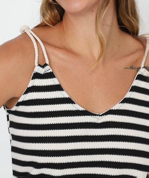 Blusa Regata Feminina Corda Listrada Marisa Off White