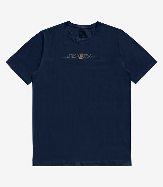 Camiseta Masculina Manga Curta Meia Malha Diametro Azul