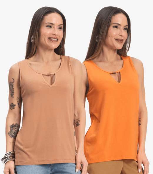 Image_Kit 2 Blusas Femininas Lisas Infinita Cor Sortidas
