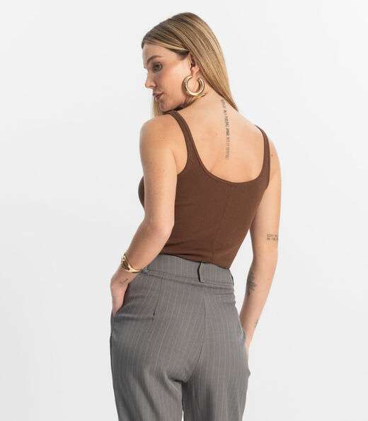 Blusa De Alca Básica Feminina Rovitex Marrom