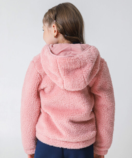 Jaqueta Infantil Feminina Peluciada Rosa Tam 4 a 10
