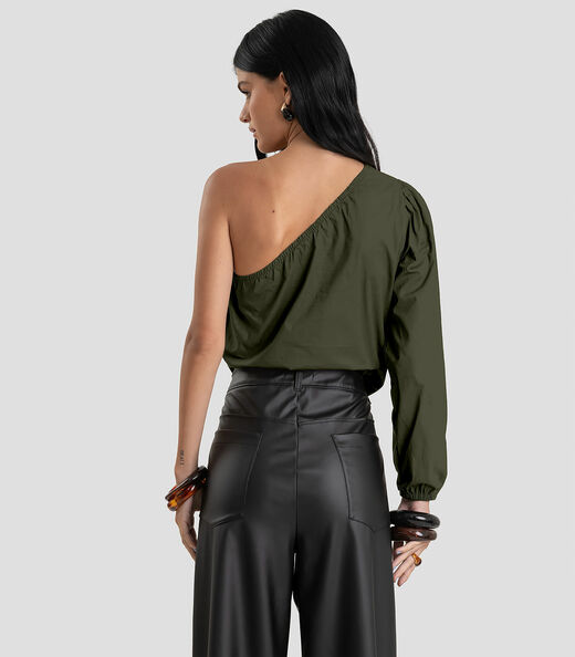 Blusa Feminina Manga Única em Tricoline Dianna Verde
