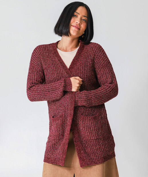 Image_Cardigan Feminino Chenille Brilho Lurex Marisa Vinho