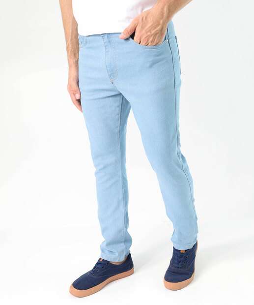 Calça Masculina Jeans Skinny Bolsos Azul