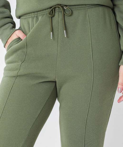 Calça Moletom Feminina Reta Frizo Marisa Verde