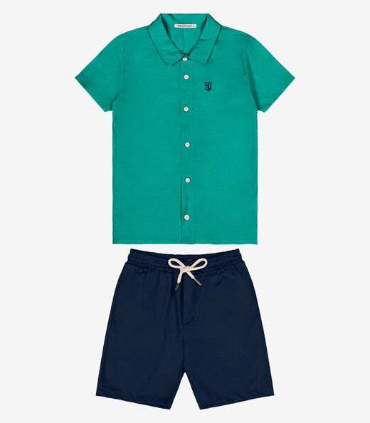 Conjunto Menino Camisa Com Bermuda Trick Nick Verde