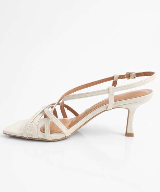 Sandália Feminina Tiras Textura Salto Fino Vizzano